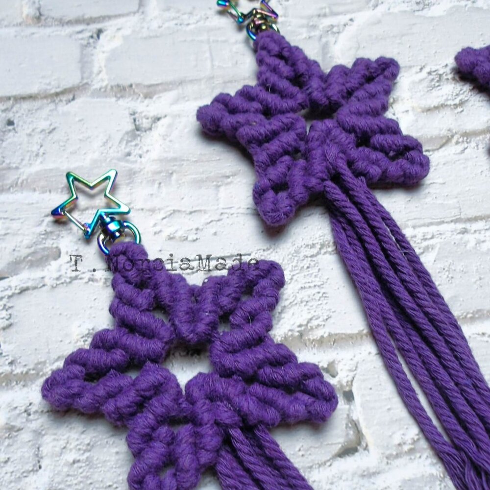 Purple Star Macrame Keychain